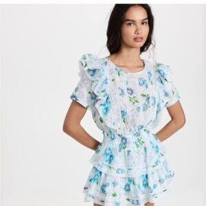 Natasha Ruffled Tie-Dyed Mini Dress LoveShackFancy